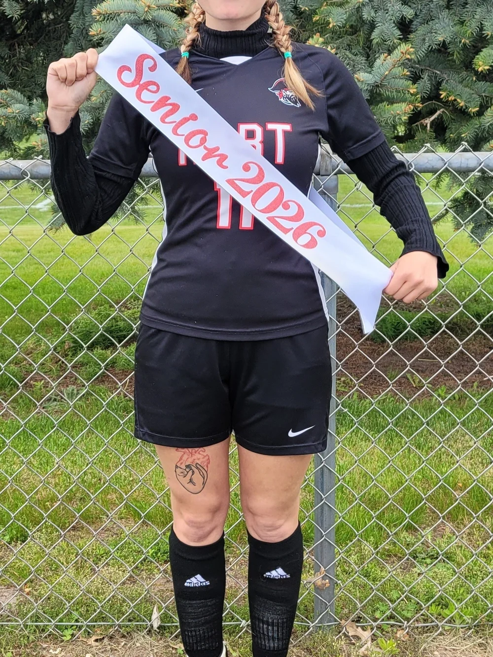 Senior 2026 White Sash with Red Glitter Text